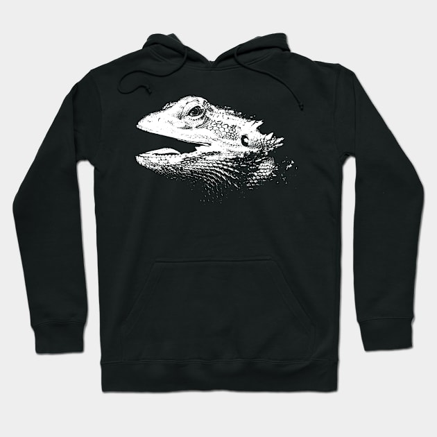 Faded Bearded Dragon Face Hoodie by MeatMan